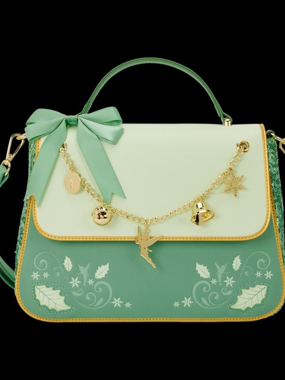 Tinker Bell Holiday Sequin Crossbody Bag with Charms